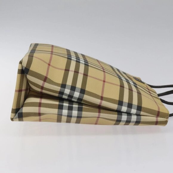 BURBERRY Nova Check Hand Bag PVC Leather Beige Dark Brown Auth - Picture 11 of 14